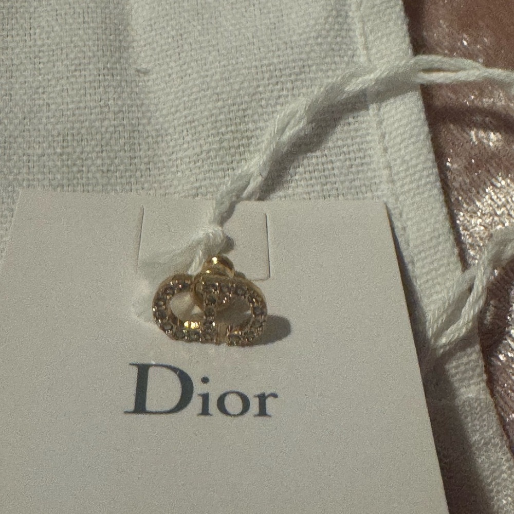 Dior Gold and Crystal Petit Stud Earrings - Picture 2 of 7